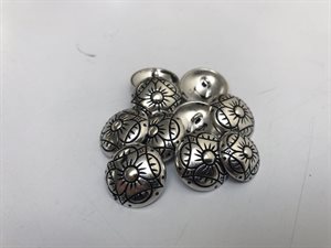 Metal knap - med fint blomstermotiv, 18 mm